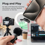 Mini Wireless Lavalier Microphone for iPhone/Android Smartphones,Portable USB-C Lapel Mic for Audio/Video Recording,Plug-and-Play Wireless Microphone for Live Streams,Interviews,Teaching,Vlog,YouTube,Tiktok,USB-C Mics, Abs, Accessories