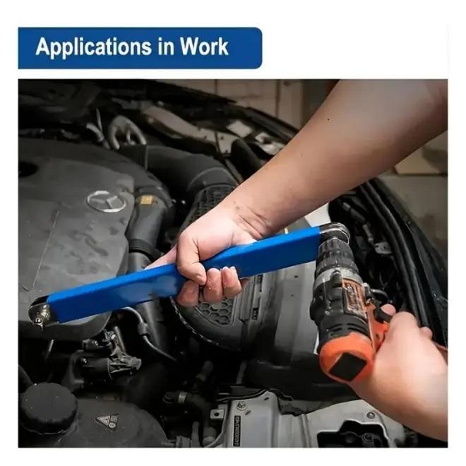 Offset Extension Wrench, Upgraded Impact Ready Extension Wrench Set, with 4pcs Square Drive Adapters, 15" Socket Wrench Tool, Universal Extensions Wrench for Hard-to-reach Place