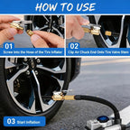 6 Counts Brass Tire Air Chucks with Clips, Tire Inflation Hose Adapter with Locking Tire Nozzle Valve Thread, Unscrewed Twist Connection Converts for Air Compressor, Tire Inflator Tool, Inflation Tools for Cars   [Sold 621 units]