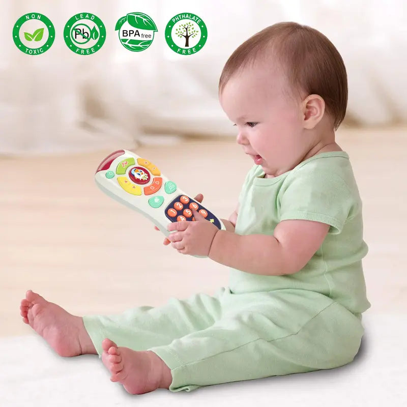 Baby Remote Control Toy, 20 Unique Learning Remote Buttons, Plays Baby Music Tunes, Flashing Lights, Early Educational Baby Christmas Birthday Stuffer, back to school [Sold 613 units]