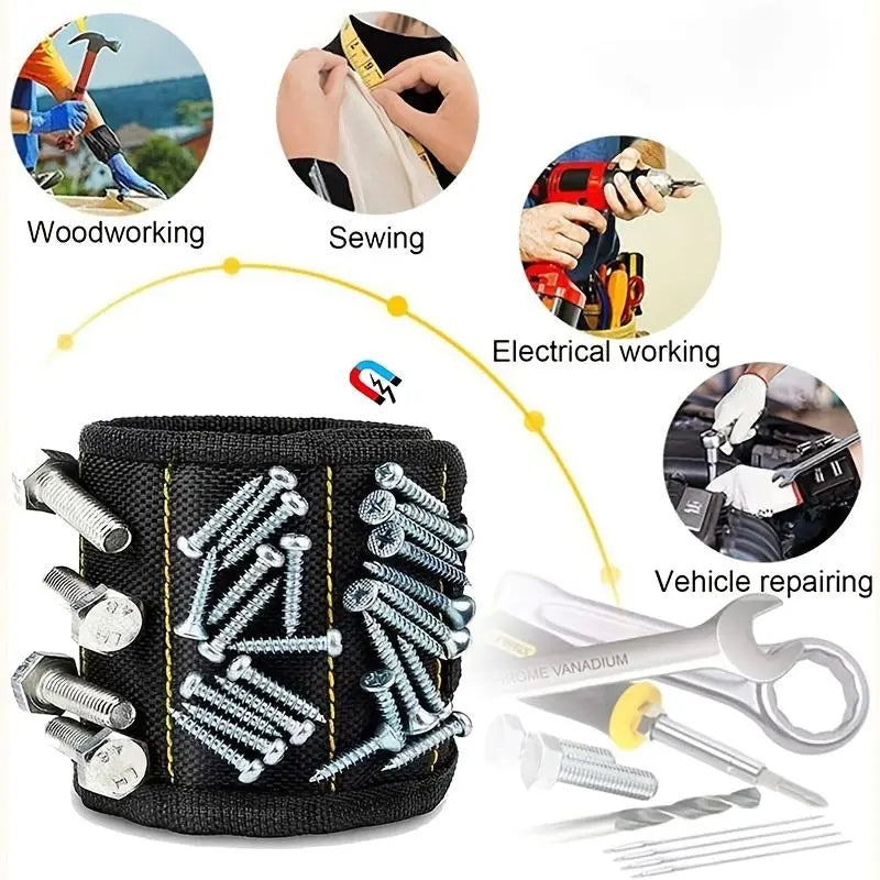 Magnetic Wristband Tool Holder, Adjustable Breathable Storage Armband, Wrist Magnet Strap for Holding Screws, Nails, Bolts & Drill Bits, Tool Organizer, Tool Pouch, Tool Pockets, Tool Organisers