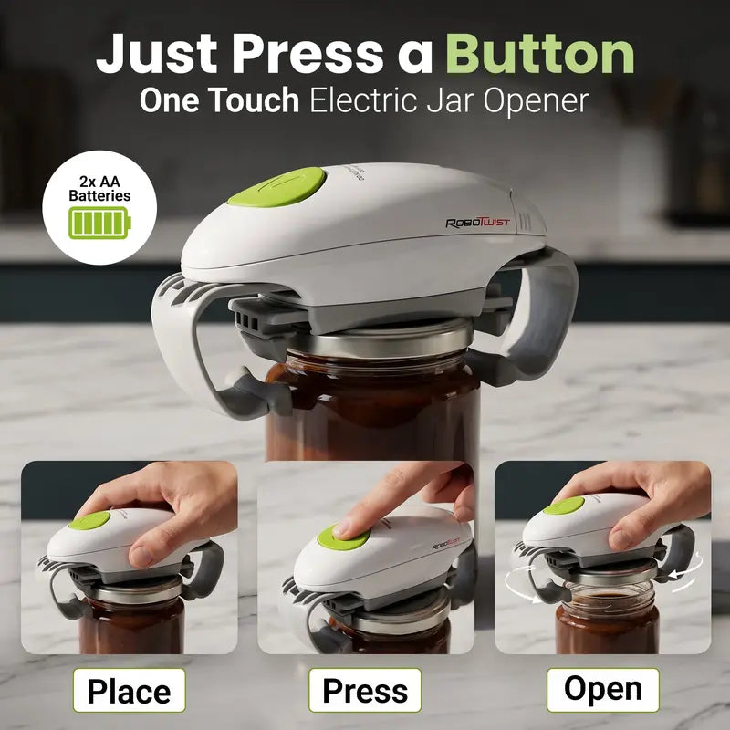 RoboTwist Automatic Jar Opener, Deluxe Accessibility Model with Enhanced Torque, Hands-Free Electric Opener for All Jar Sizes – Ideal for Limited Grip Strength and Easy for Anyone to Use