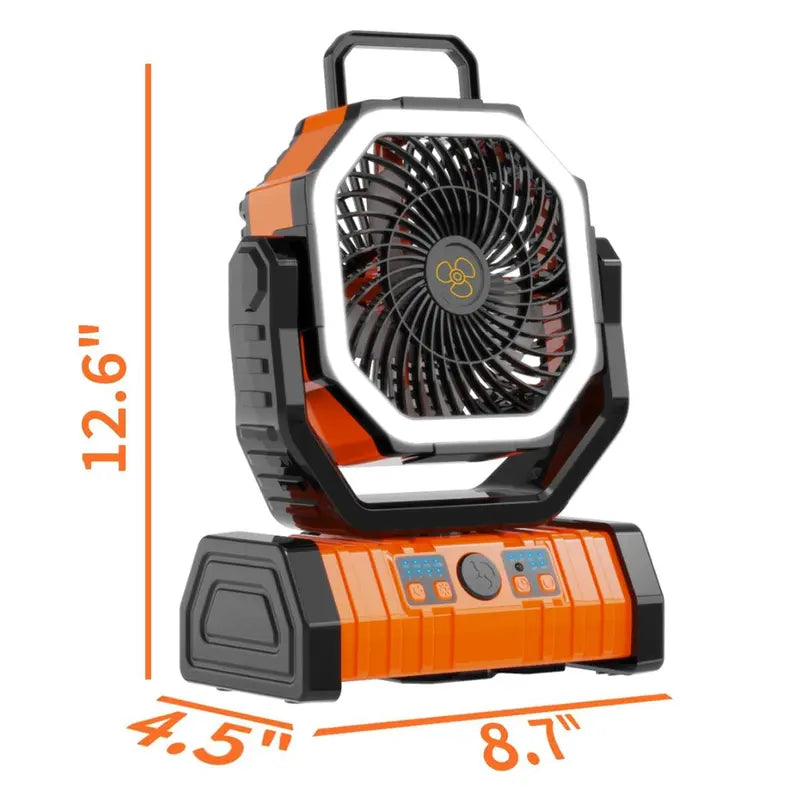 Rechargeable Camping Fan with LED Light, Portable Multi-functional Fan with 360° Rotating Hook, Oscillating Emergency Camping Fan Cordless Rotatable Battery Powered Lightweight summerwins