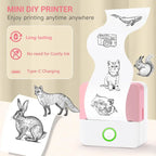 Mini Sticker Printer, Portable Inkless Sticker Maker, Pocket Photo Printer, Thermal Printer Label Maker with 5rolls Paper, Portable Handheld Printer, for Pictures, Photos, Journals, DIY, Label Printing, Compatible With IOS&Android