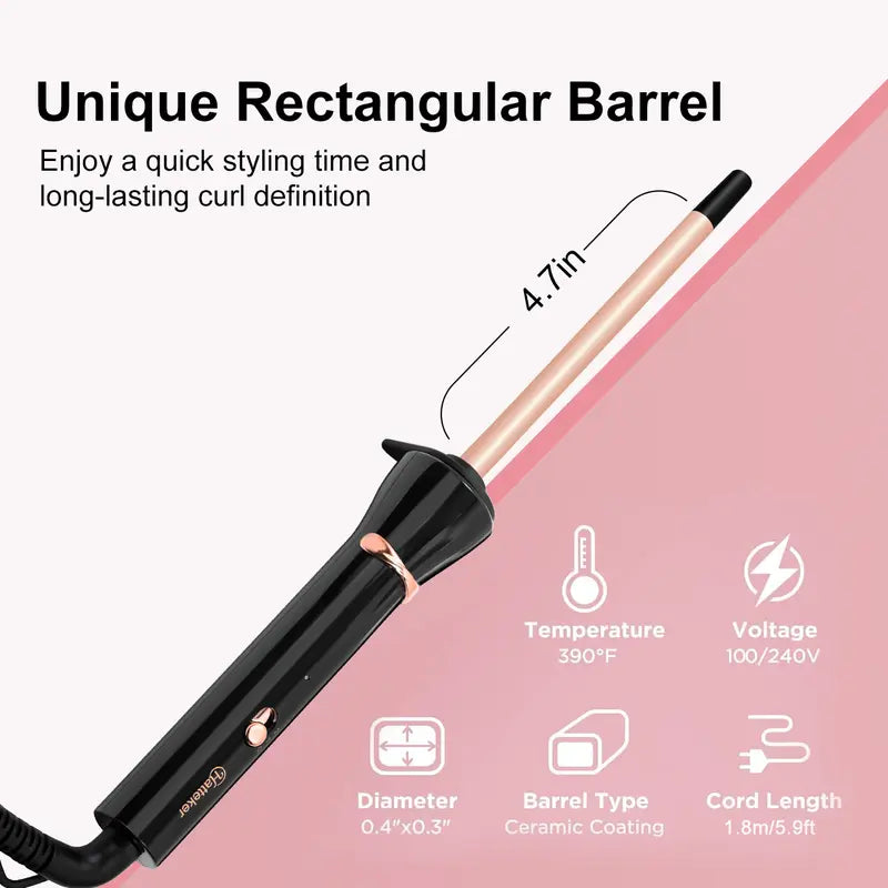 Hatteker 3/8 Inch Hair Curling Iron,9mm Tiny Curling Wand for Home & Salon Use,Portable Hair Styling Tool for Women & Girls,for Short & Long Hair