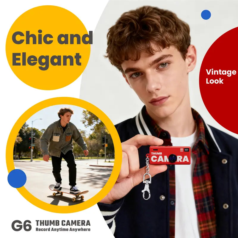 Compact Thumb Camera with Memory Card Reader, Keychain Camera, Wearable Recorder, Portable Camera, Student Outdoor Sports Camera, Kids Video Pocket Camera, Rechargeable, Keyrings