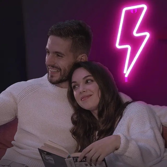 USB-Powered Lightning Bolt Neon LED Light with On-Off Switch, Aesthetic Light Signs for Bedroom Lighting, Room Decor, Gaming Room & Bedroom Use, Led Night Light, Led Wall Decor