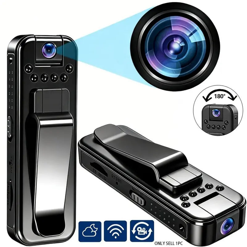 Mini Body Camera with IR Night Vision and 180° Rotating Lens Portable Sport DV Camcorder for Travel Vlogging Cycling Hiking Outdoor Adventures Wearable Video Recording Camera（sold：969）