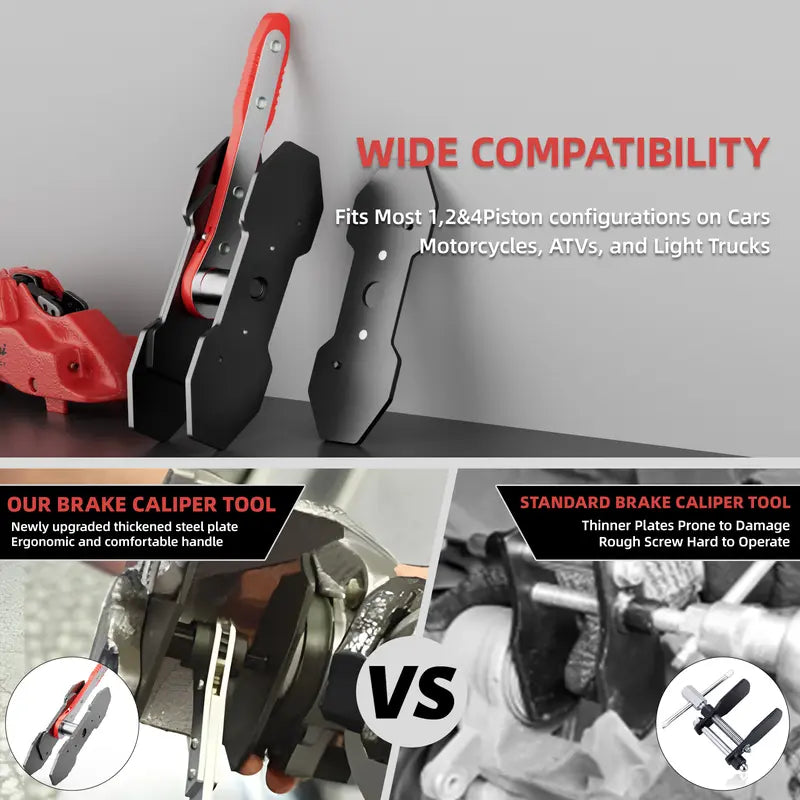 Brake Caliper Press Tool Car Piston Spreader Pad 360 Degree Swing Ratchet Hand Wrench Expander for Single Twin Quad Piston Disc Brake