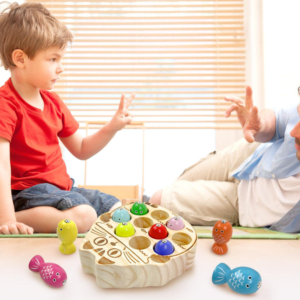 Wooden Magnetic Fish & Frogs Fishing Game for Toddlers 1-3, Montessori Sensory Activity Board, Fine Motor Skills Playful Board Games, Screen-Free Kids Toys, Mother's Day Gift Ideas for Kids   [Sold 802 units]
