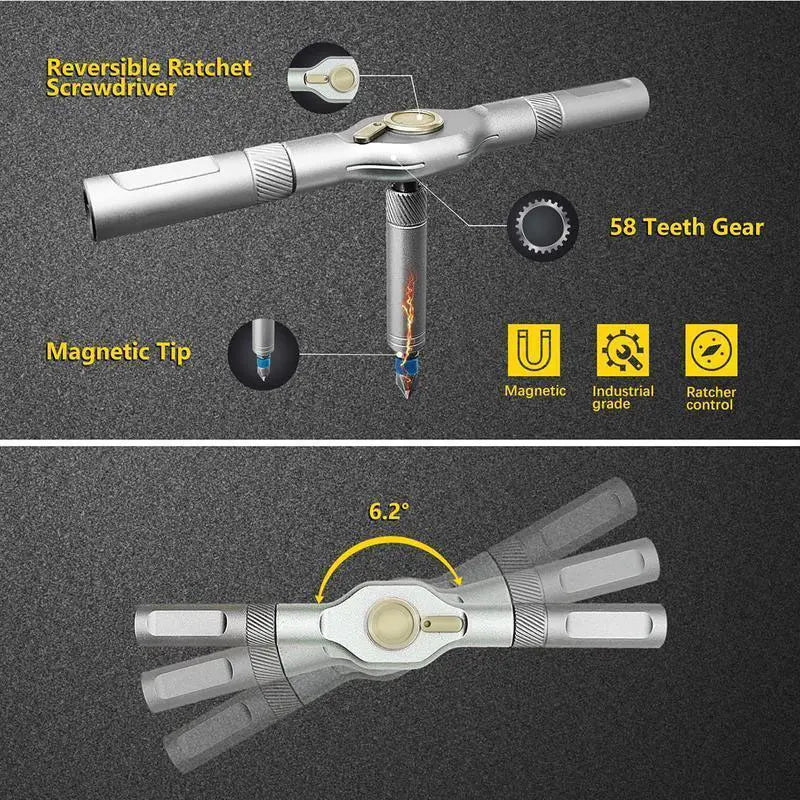 24 in 1 DIY Screwdriver Set,1 Set Switchable Screwdriver Shape Magnetic Screwdriver,Compact and Portable Ratchet Screwdriver Set,Multifunctional Drill Bit Set,Detachable T-shaped Ratchet Handle Hardware,Precision Screwdriver Tool Kit,Home Repair Tool Box