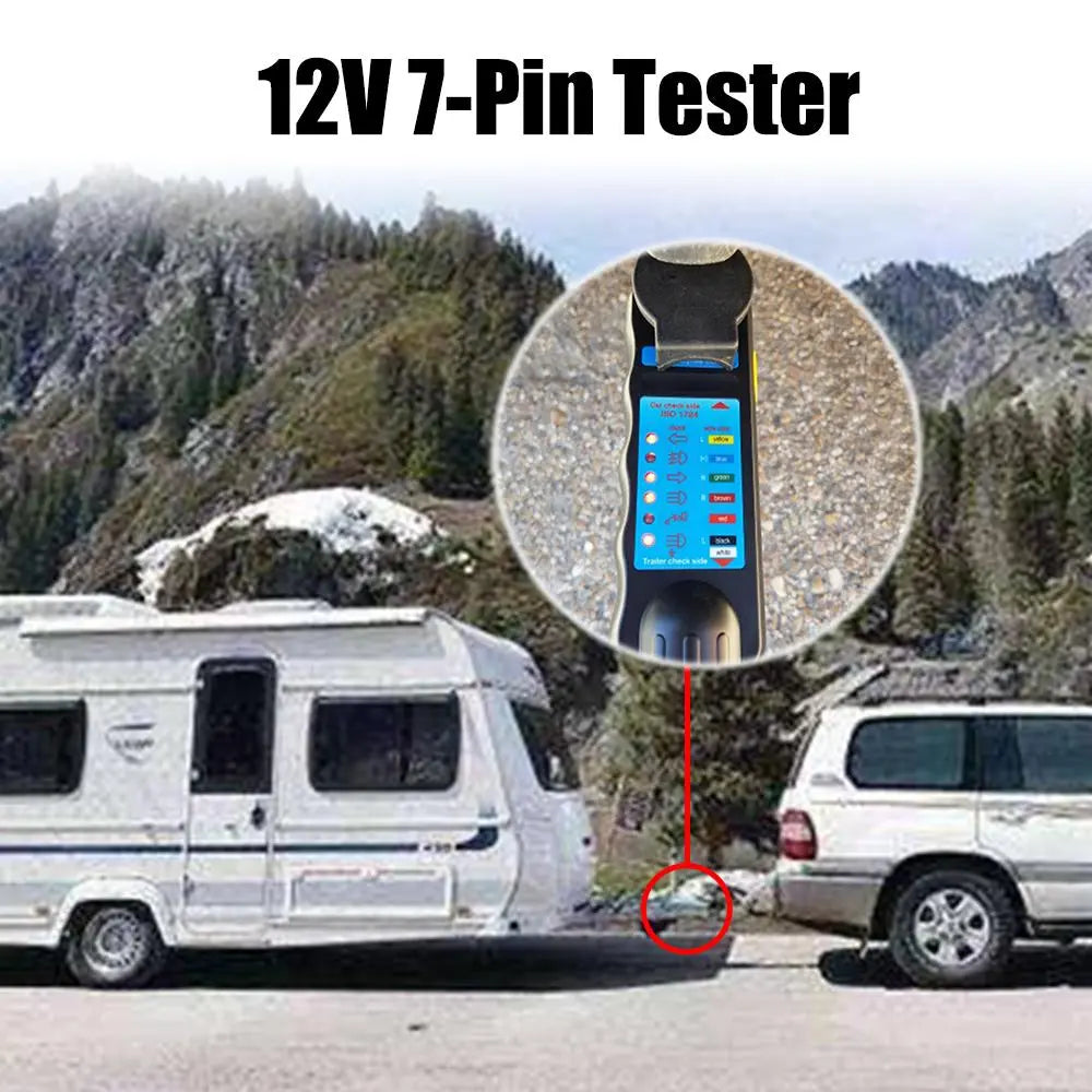 12V 7 Pin Car Towing Light Tester, Caravan Towing Tow Bar Light Wiring Tester, Trailer Tester Plug Socket Automotive Diagnostic Tools