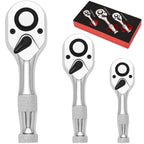 Ratchet Set, 1/4", 3/8", 1/2" Drive Ratchet Stubby Handle Wrench, 72-Tooth Quick-Release Reversible Wrench Set, Professional Hand Tool,Blackfriday,Christmas Gift   [Sold 1000+ units]