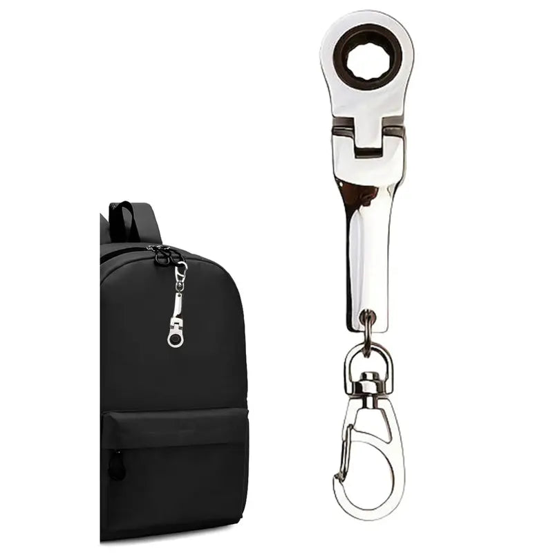Fashion 10mm Socket Ratchet Wrench Keychain - Mini Metal Alloy 180° Flex Head Functional Spanner, Real Working Keychain, Miniature Tools Spanners & Wrenches, Tool Lovers Must Have (Neo Chrome Silver) Gift For 72-Tooth Mechanics（1,000+ sold）