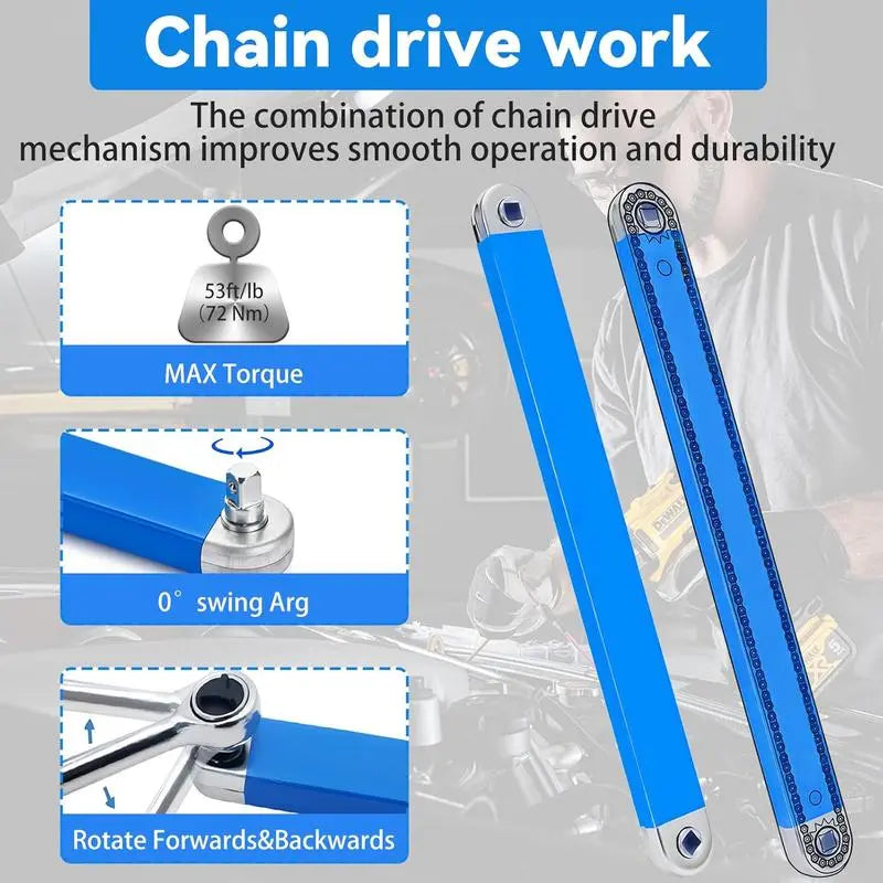 Offset Extension Wrench, Upgraded Impact Ready Extension Wrench Set, with 4pcs Square Drive Adapters, 15" Socket Wrench Tool, Universal Extensions Wrench for Hard-to-reach Place