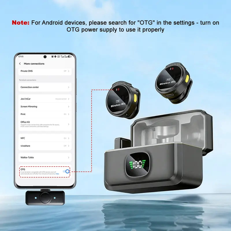 Black Portable Wireless Lavalier Microphone with Noise Reduction, Charging Case, Magnetic Lanyard, Clip-On Lapel Receiver - USB Type C Plug-and-Play Wearable Equipment for Vlogging, Streaming, Live Podcast (iPhone, iPad, Android Smartphones)（sold：1102）
