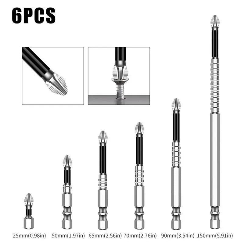 6PCS K5 Anti Slip Bit, Set Bit Obeng K5 Impact Resistant Non Slip Bit, Batang Hex 1/4 Inci High Magnetic Screwdriver Drill Bit Set, Anti-Slip Ph2 Impact Driver Set, Non Slip Screwdriver Bits High Magnetic Lifesparking Drills Bits（1,000+ sold）