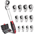 12-in-1 Interchangeable Head Ratcheting Wrench Set,8-19mm Flex Head for Tight Spaces,Mechanic Tool Set,Father's Day Gift for Dad
