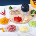 Electric Garlic Chopper Rechargeable Wireless Mini Food Processor One Touch Operation Splash Proof Lid for Chopping Garlic Onion Ginger Meat Baby Food Smoothies Blue Kitchen Utensils Dispensers Oil Cordless Cutting