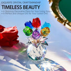 Crystal Rose Bouquet Figurine - Little Glass Rose Flower Statue Sculpture， Unique Birthday, Valentine's Day, Wedding Anniversary & Christmas Gift Idea for Lover, soho