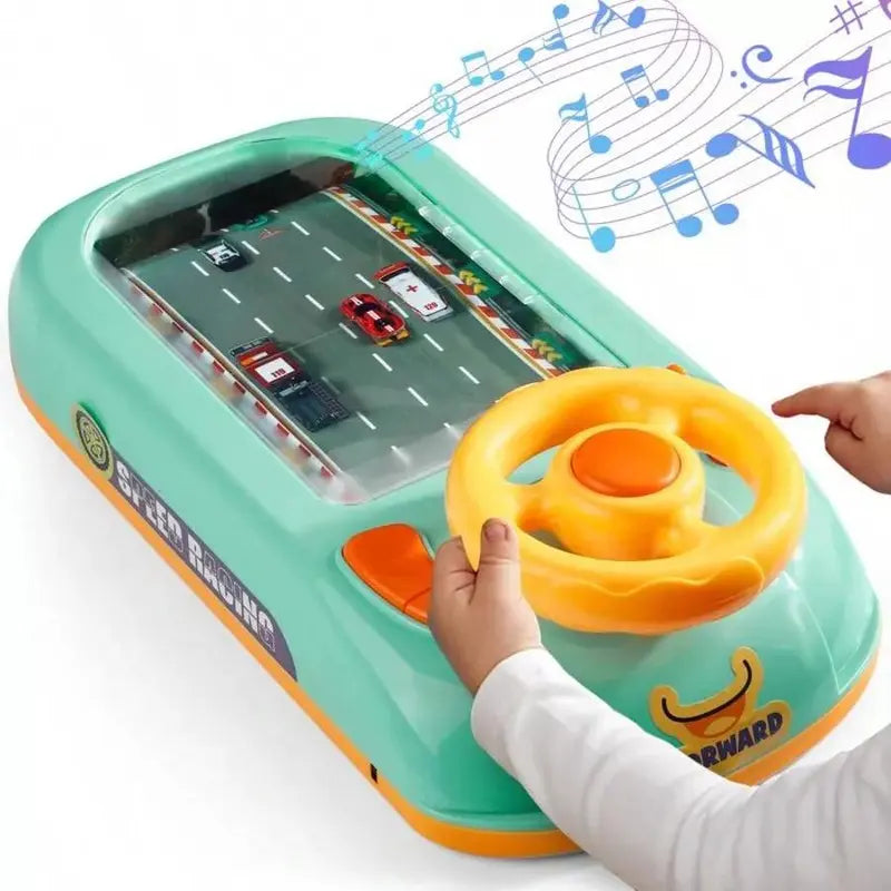 Kids Steering Wheel Racing Toy, Interactive Driving Simulator Game with Music and Lights, Electric Racing Adventure Toy for Toddlers Boys Girls