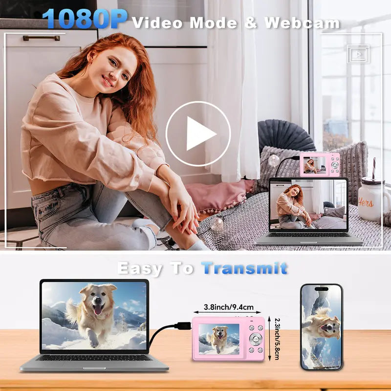 Digital Camera 44MP & 1080P HD, 16X Digital Zoom, 2.4" LCD, Rechargeable Compact MINI & Portable Point and Shoot Camera for Photography, with Anti Shake, 32G Memory Card, Comes with Charging Head  [Sold 1000+ units]