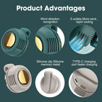 Summervibes Portable Silent Mini Bladeless Electric Fan with Rotating Body and Three-speed Adjustable Silent Cooling, Clip-on Fan, Waist-mounted Fan, Suitable for Outdoor Travel and Office Use, Summer Gift