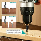 5PCS Countersink Drill Bit Set, Professional Brocas para Madera - Adjustable Wooden Drill Bit Set, Used for Wood Countersink Drill Bit with Depth Stop  [Sold 510 units]