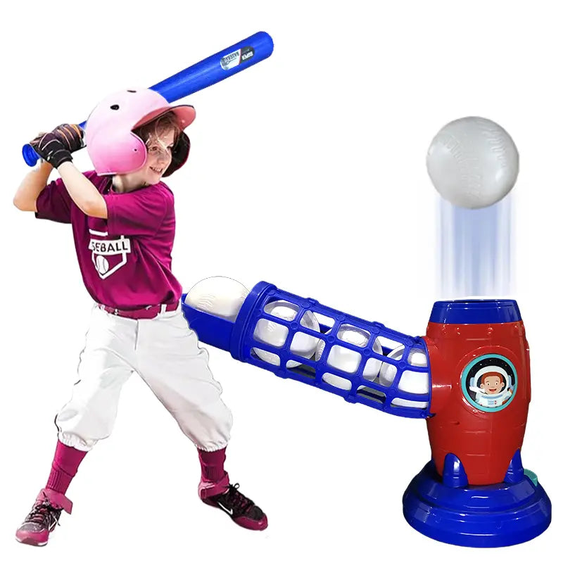 Kids Electronic Baseball Pitching Machine - Auth Pitching Machine with 5 Plastic Baseballs Included -Ages 3+