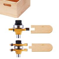Tongue and Groove Router Bit Set (2 PCS) with 1/4 Inch Shank T Shape, Wood Milling Saw Cutter (Woodworking Tools for Home Improvement and DIY) Edging Veining Outdoorfun Fathersdaygift Blades [Sold 369 units]