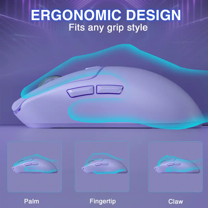 AULA SC580X Wireless Gaming Mouse, Tri-Mode 2.4G/BT5.0/USB-C, 10000 DPI Rechargeable Wireless Mouse with 6 Programmable Buttons, Ergonomic Computer Mouse for Laptop/PC/Mac/Tablet, Lightweight High Polling Rate Mouse