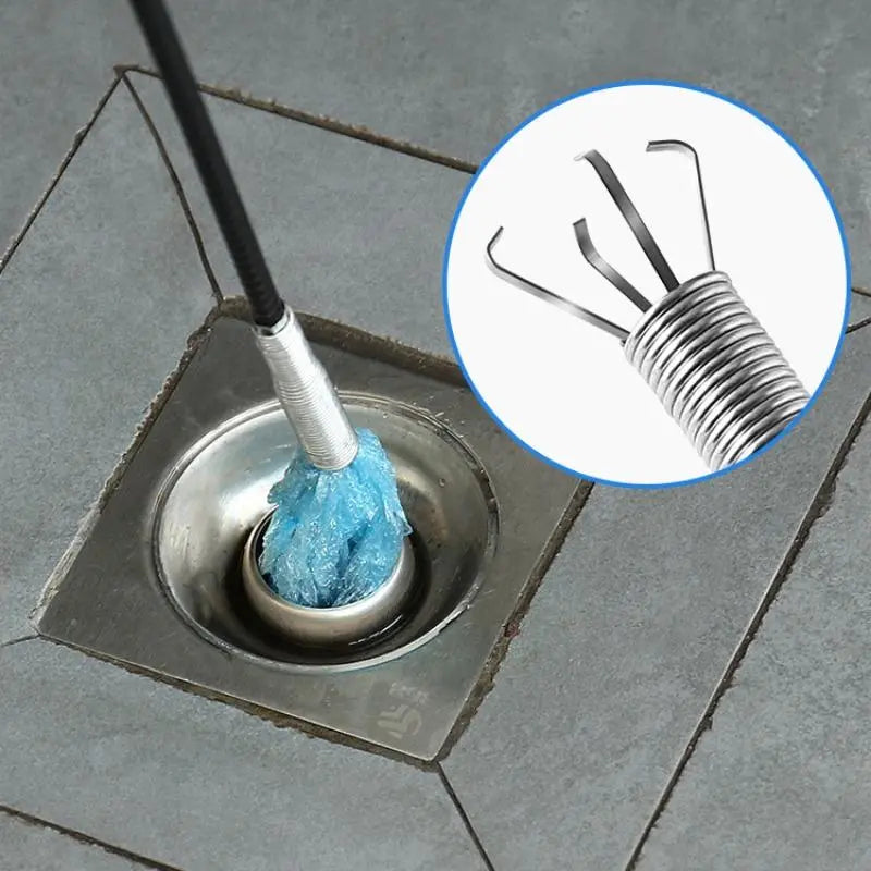 Stainless Steel Sewer Unclogging Tool, 1 Count Portable Reusable Drainage Clogging Remover, Drain Opener, Home Essentials, Cleaning Supplies, Summer Bathroom Supplies