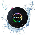 Portable Black Bluetooth Speaker - Wireless, Waterproof, 20kHz Audio, Suction Cup, LED Light, Rechargeable, Hands-Free, Smartphone/Tablet Compatible, Home Bathroom Gadget for Any Setting