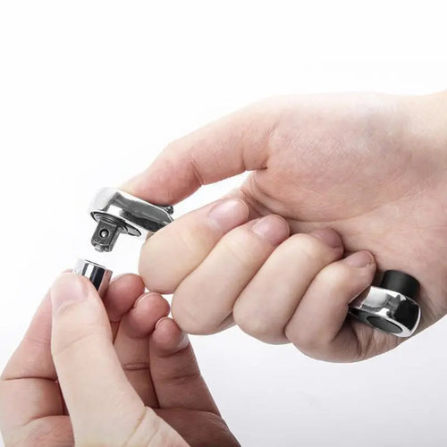1-Piece 1/4-Inch Silver Mini Double-Headed 72-Tooth Ratchet Wrench, 5-Degree Quick Release Drive Socket (Bits Not Included), Textured Grip Rotator for Confined Space, DIY Maintenance Work Tool, Tools and Gadgets