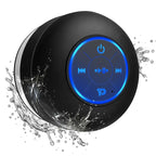 Waterproof Bluetooth Speaker with RGB Lights, IPX4 Rating, Suction Cup, Built-in Mic, Buttons - Plastic Portable Wireless Speakerphone for Phones, Tablets, Bathroom [Sold 1000+ units]