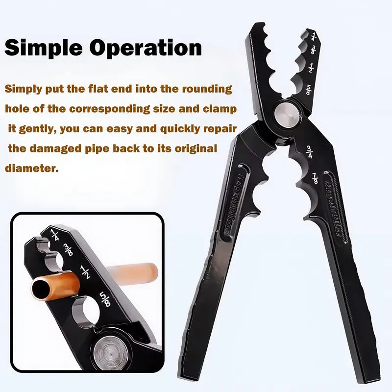 Manual Copper Tube Rounder Flat Tube Repairer Pliers Pipe Rounding Plier with 6 Hole Multifunctional Tube Rounder Tool for 1/4" 3/8" 1/2" 5/8" 3/4" 7/8" Copper Tube Aluminum Thin Walled Iron Pipe outdoorfun