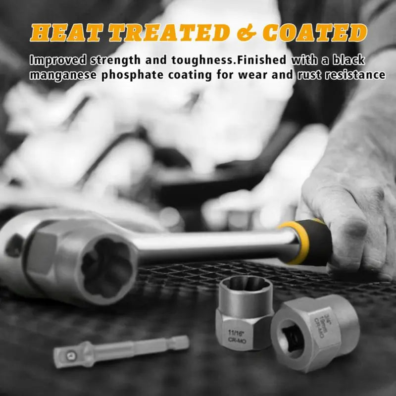Bolt Extractor Tool Set, 13+1 Counts Impact & Nut Remover Stripped Lug Remover,Drive Rounded Bolt Remover for Removing Damaged,Universal Impact Bolt Extractor  [Sold 1000+ units]