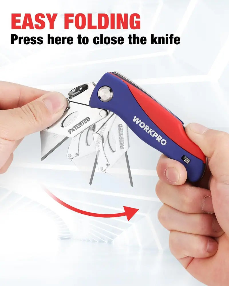 Folding Utility Knife, Quick-Change Box Cutter, Blade Storage in Handle