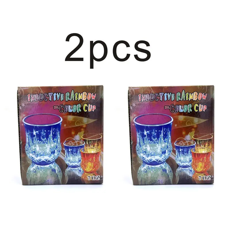 Liquid Activated LED Flash Crystal Drink Set, Multicolor Water-Activated Auto-Light-Up Glowing Plastic Tumblers for Bar Party Decor, Festive Gift for Christmas Thanksgiving (Plastic Construction）Decorative Light-Up Cup