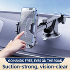 Car Phone Holder - Universal Secure Cellphone Holder Stand with Suction Cup, Windshield & Vent Attachments, Vehicle Mount Phone Accessories for iPhone, Samsung, Google & All Smartphones  [Sold 1000+ units]