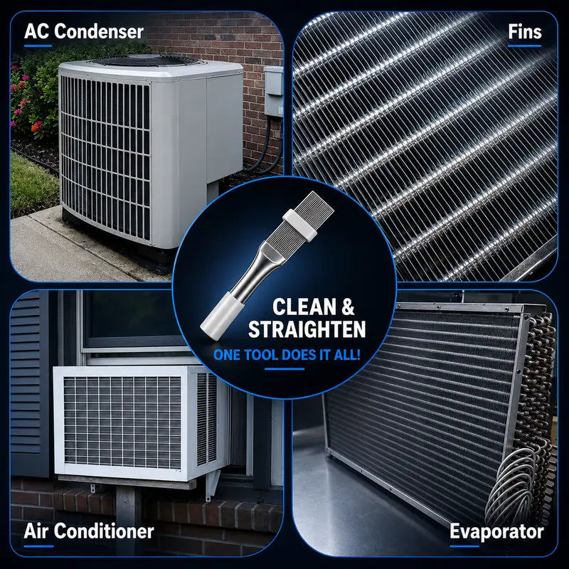 AC Fin Comb and Condenser Fin Straightener Cleaner, Durable Stainless Steel Evaporator Radiator Repair Tool, Adjustable Air Conditioner Fin Cleaning Brush for Home and Car AC Units [Sold 572 units]