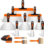 14Pcs Stainless Steel Drywall Tool Set with 9 Putty Knives 4 Paint Brushes & 1 Architectural sand table model  Improvement Repair & Painting