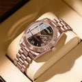 Men's Business Fashion Analog Quartz Watch - Rose Gold Stainless Steel, Round Face, Day-Date, Luxury Brown Dial, Durable Watch, Dress Wristwatch, Versatile Gift for Him (Anniversary, Birthday, Unique), Business Fashion Watch  [Sold 1000+ units]