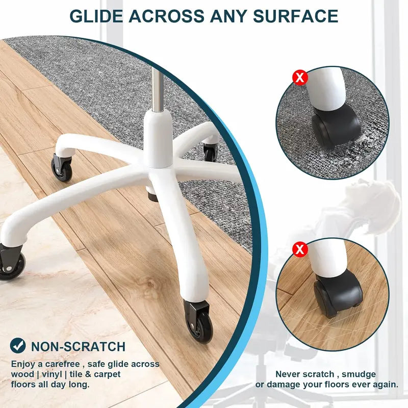 Office Chair Wheels Replacement Swivel Rubber Caster Set of 5 for Hardwood Floors & Carpet 3" Rollerblade Heavy Duty Casters Universal Fit Smooth Rolling Protect Flooring