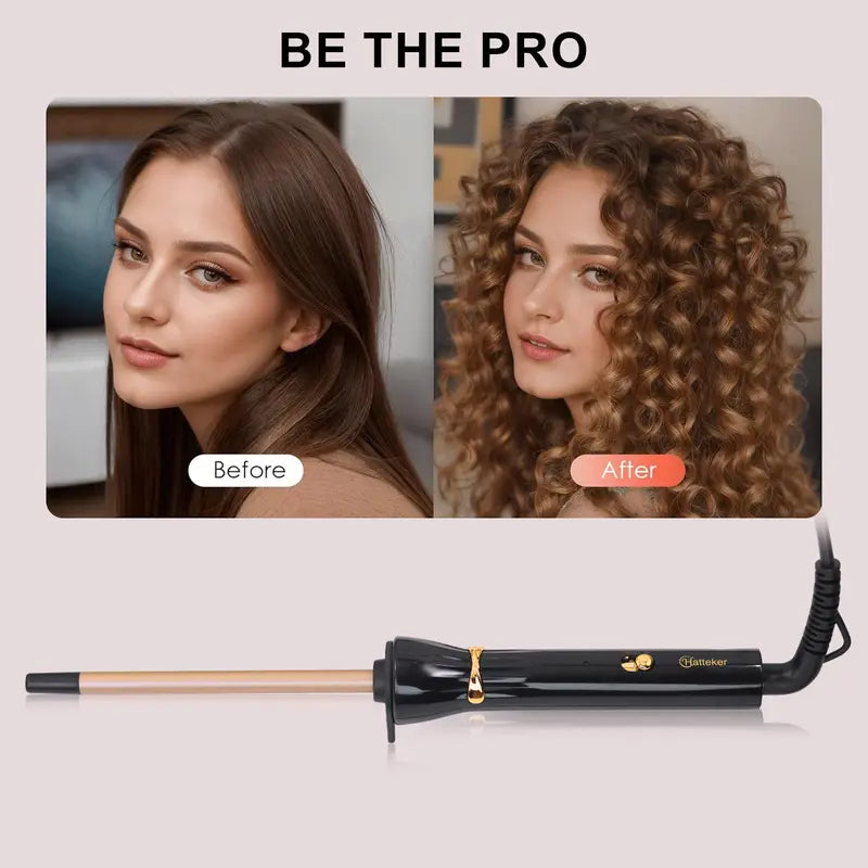 Hatteker 3/8 Inch Hair Curling Iron,9mm Tiny Curling Wand for Home & Salon Use,Portable Hair Styling Tool for Women & Girls,for Short & Long Hair