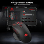 Redragon M656 Gainer Wireless Gaming Mouse, 4000 DPI 2.4Ghz Gamer Mouse w/ 5 DPI Levels, 7 Macro Buttons, Red LED Backlit & Pro Software/Drive Supported, for PC/Mac/Laptop,summerwins