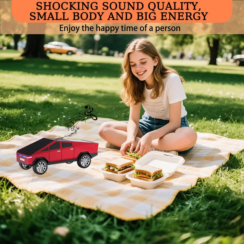 WSTER WS-580 Pickup Truck Model Bluetooth Speaker Cybertruck Style Rechargeable Portable Audio with USB TF AUX FM TWS Stereo Sound Great for Indoor Outdoor Parties Perfect Birthday and Father's Day Gift Connection Wireless Speaker