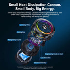 JOYYE Portable Gaming Phone Cooler, Semiconductor Handheld Turbo Fan with 3 Adjustable Speeds, Smart AI Temp Control, RGB LED Display, Lightweight Magnetic & Clip-On Attachments, USB-C Powered