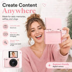 Portable Digital Camera, Compact 180° Flip Screen, Beautiful Images, Camera for Pictures, SD Card, Elegant Camera Bag, Ideal for Vlogging and Photography, Valentine's Gift（1,000+ sold）