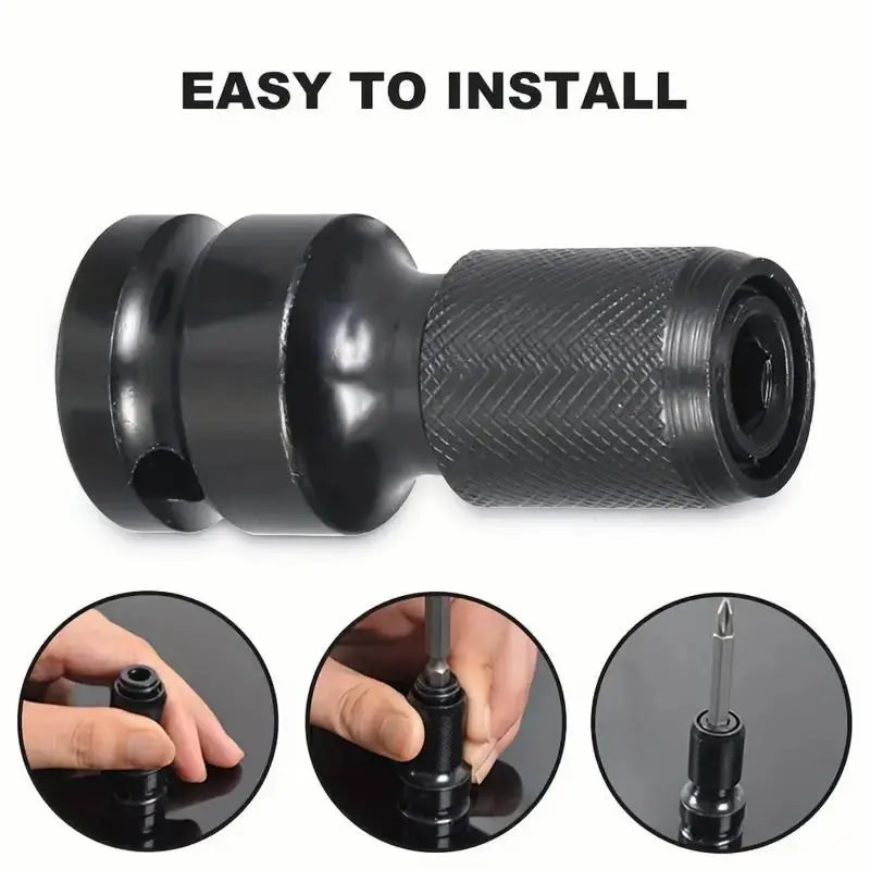Heavy Duty High Torque 1/2-in Square Drive to 1/4-in Hexagonal Female Socket Adapter Connector, Mechanic’s Tool for Impact Wrenches, Air & Electric Wrenches